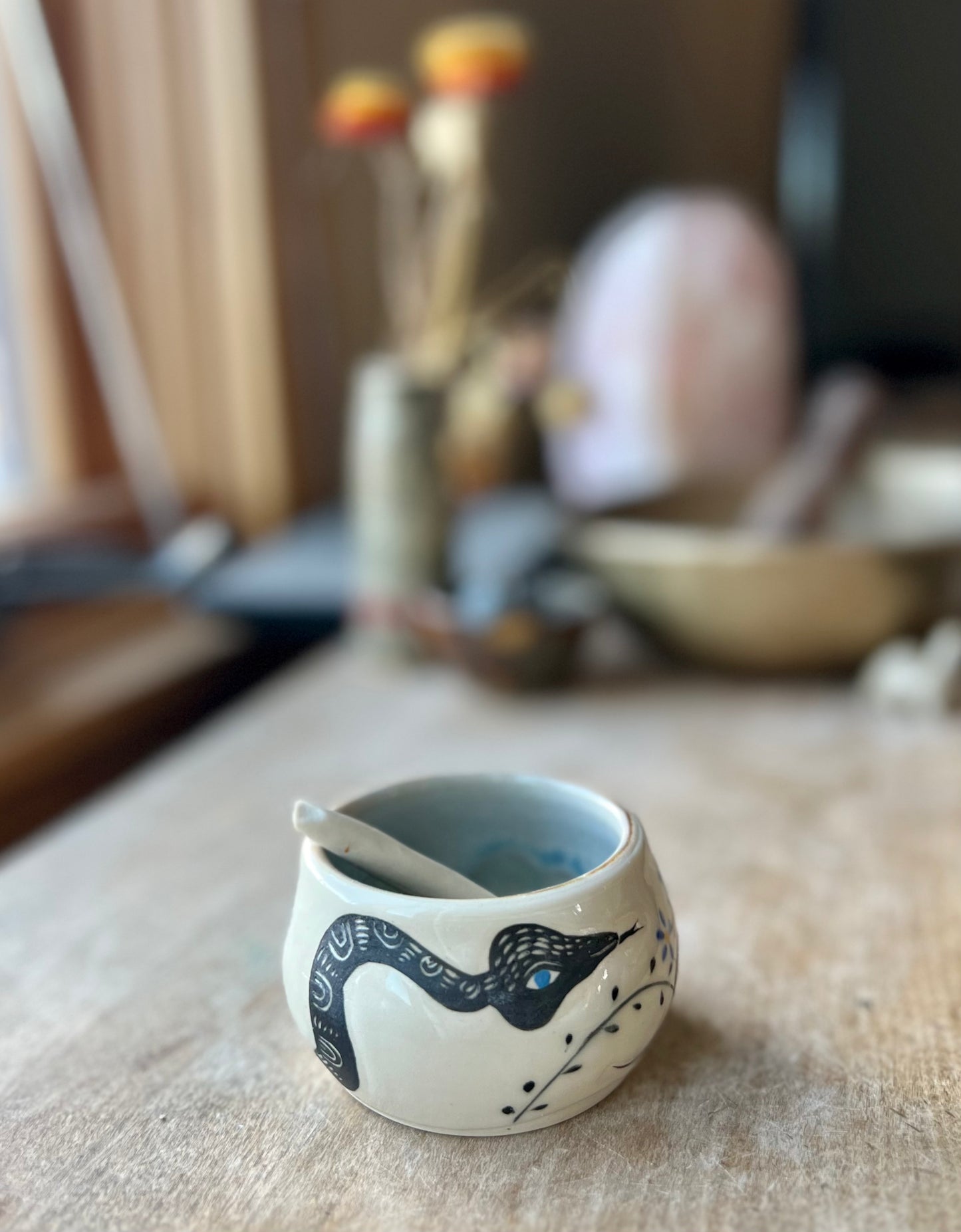 little snake salt bowl with spoon