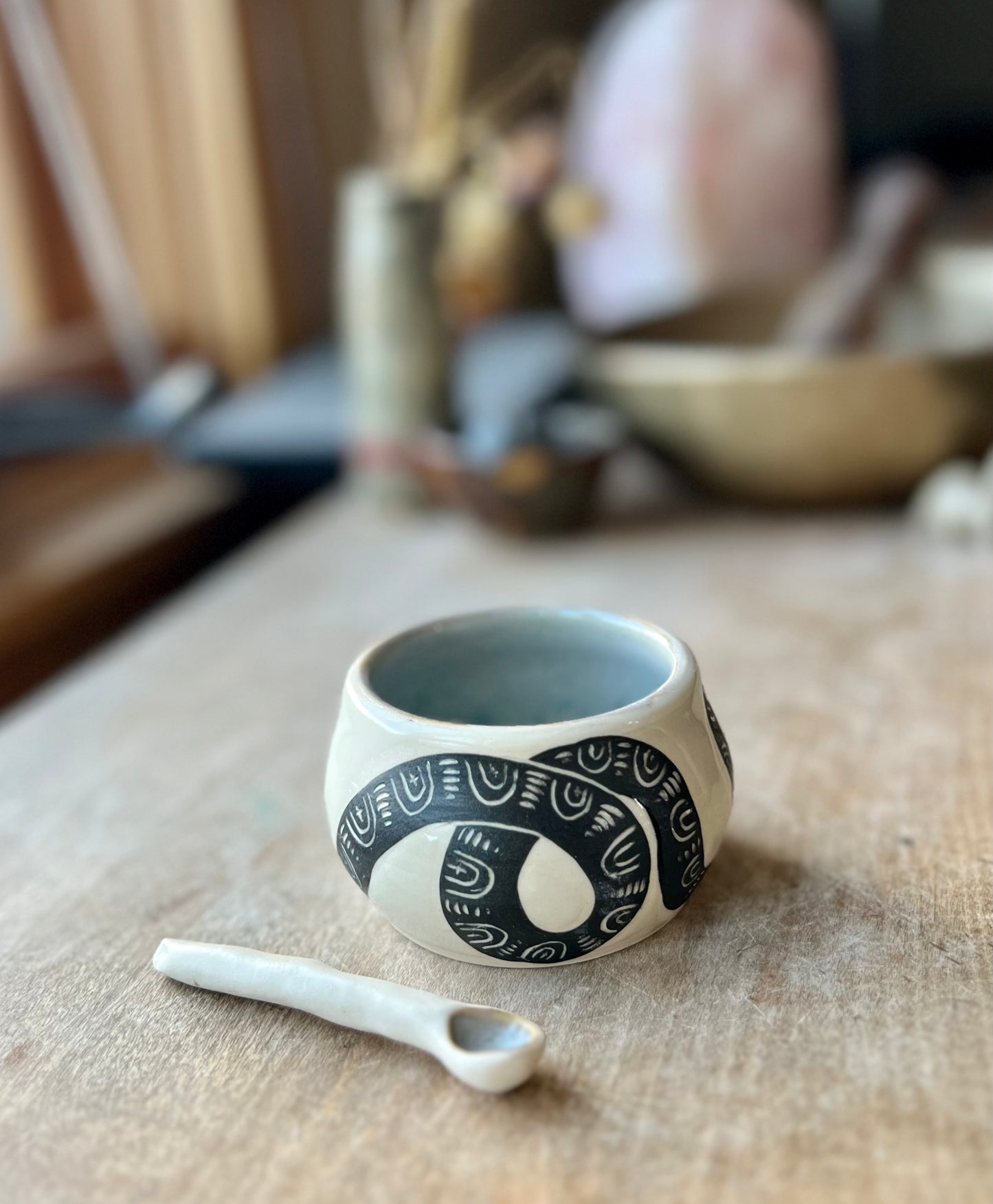 little snake salt bowl with spoon