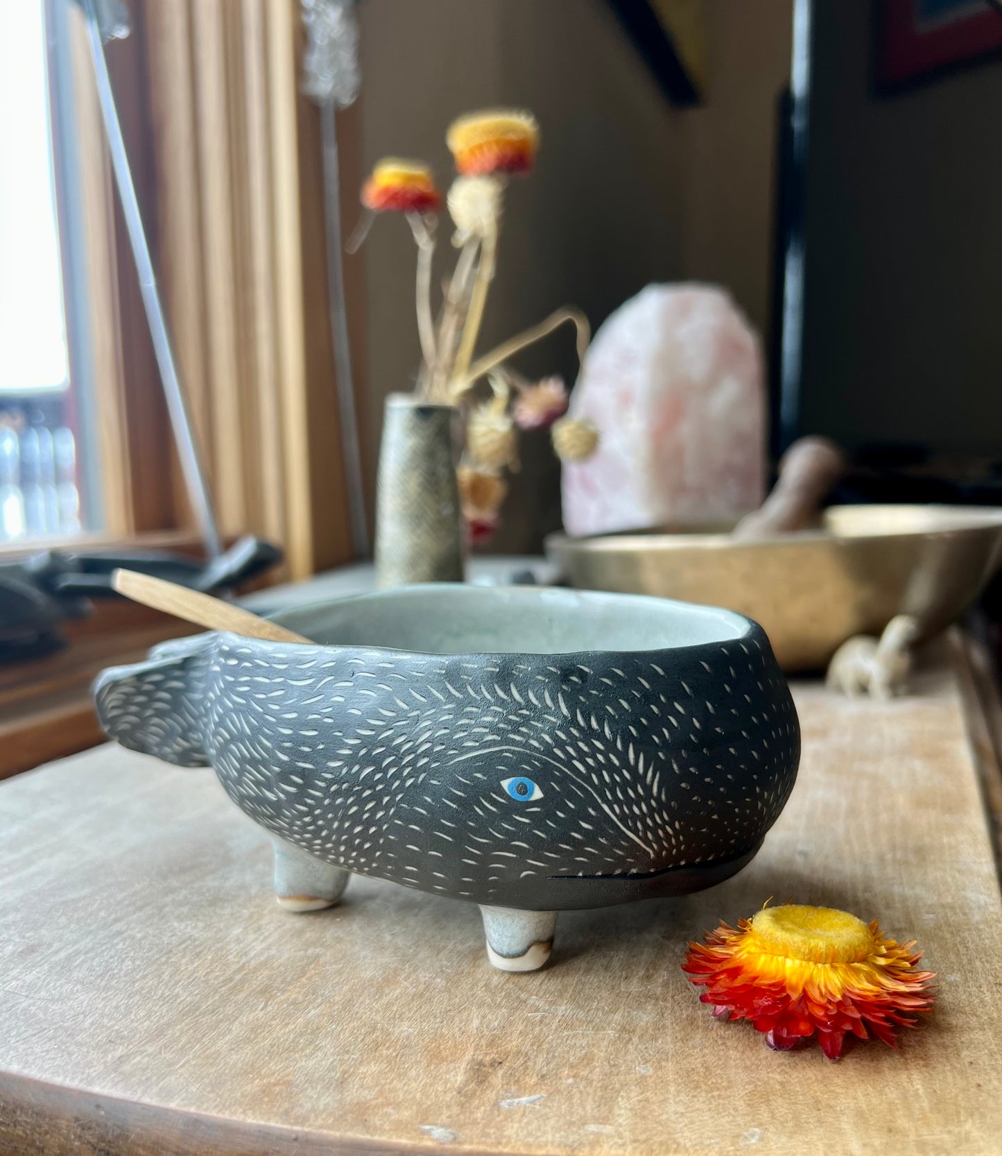 Large whale salt or sauce bowl